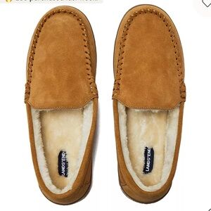 Lands' End Brown Suede Moccasin Slippers, size 13